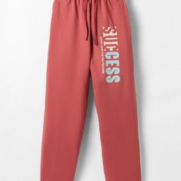 Taeko Single Jersey Knit Full Length Lounge Pant With Text Print - Red-image-40