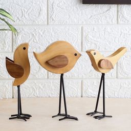 VarEesha Hand Crafted Sheesham Wood Bird Family Set of Three-24