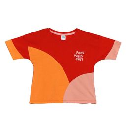 MINI KLUB Cotton Half Sleeves Colour Blocked & Typography Printed Top - Multi Colour-image-82