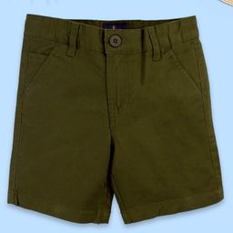 Kiddopanti Cotton Lycra Solid Shorts - Dark Green-image-45