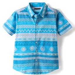 Pine Kids Cotton Knit Half Sleeves Printed Shirt - Sky Blue-image-15