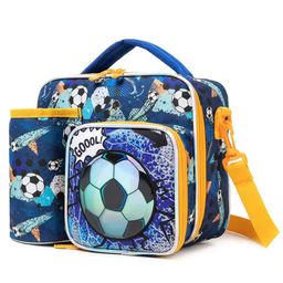 Elecart 3D Printed Insulated Lunch Bag | Thermal Tiffin Storage Box for School, Office & Travel | Durable, Waterproof & Portable with Adjustable Strap (Blue Football Design)-62