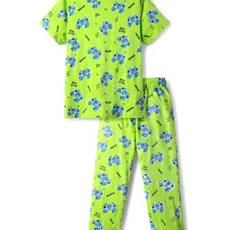 Pine Kids Single Jersey Knit Half Sleeves Co-Ord Night Suit With Gaming Print Theme - Limegreen-picture-46