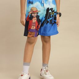 Kidsville Knit One Piece Featuring Luffy Printed Swimming Shorts - Blue-image-76