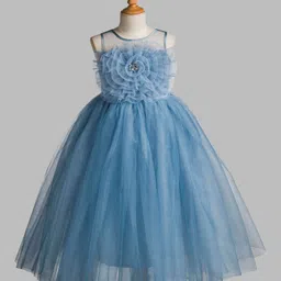 Toy Balloon Kids Net Woven Sleeveless Floral Applique Detailed & Beaded Gown - Grey-picture-42
