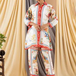 AUTUMN LANE Women Printed Angrakha Kurta with Skirt & With Dupatta-image-46