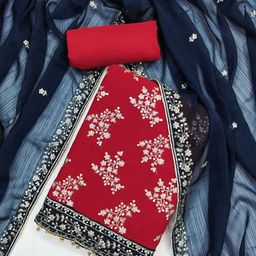 KALINI Floral Embroidered Sequinned Georgette Unstitched Dress Material-image-94