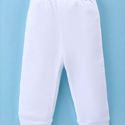 I Bears Interlock Knit Full Sleeves Teddy Printed Night Suit With Cap & Pair Of Mittens - White image 4