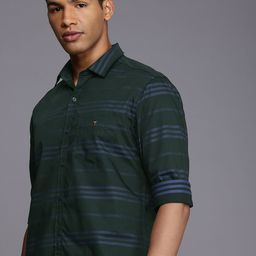 Louis Philippe Sport Pure Cotton  Slim Fit Horizontal Stripes Casual Shirt-image-62