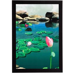 eCraftIndia Green Floral Satin Matte Texture Framed UV Wall Painting-image-84