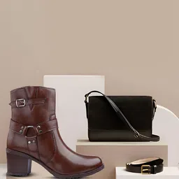 Bxxy Women High Ankle Zipper Regular Boots With Buckle-Detail-27