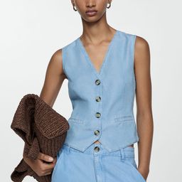MANGO Chambray Waistcoat-image-25