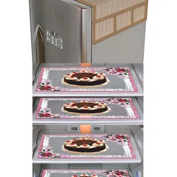 LooMantha Brown & Red 5 Pieces Checked Fridge Appliance Covers & Mats-36