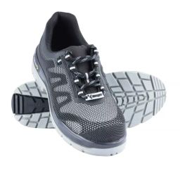 Mallcom Composite Toe Safety Shoes PU Double Density Low Ankle Black & Grey Knitted Fabric Size UK9, Freddie H22-image-22