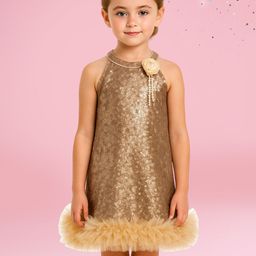 CUTECUMBER Girls Embellished Halter Neck A-Line Dress-picture-40