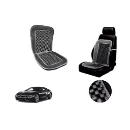 Auto Pearl Car Wooden Bead Seat Cushion with Grey Velvet Border Compatible for BMW i8-31