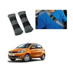 Auto Pearl Seat Belt Cushion (Pack of 2, Grey Black) Compatible for Tata Zica-21
