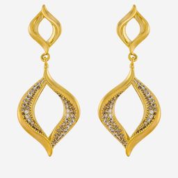 Kushal's Fashion Jewellery Gold-Plated Geometric Shaped Zircon Studded Drop Earrings-picture-48