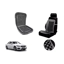 Auto Pearl Car Wooden Bead Seat Cushion with Grey Velvet Border Compatible for Mercedes-Benz C220-41