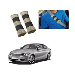 Auto Pearl Seat Belt Cushion (Pack of 2, Beige and Black) Compatible for BMW 2 Series-45