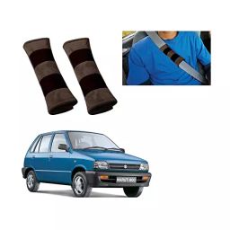 Auto Pearl Seat Belt Cushion (Pack of 2, Brown Black) Compatible for Maruti Suzuki 800-image-99