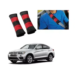 Auto Pearl Seat Belt Cushion (Pack of 2, Black, Red) Compatible for BMW X4-47