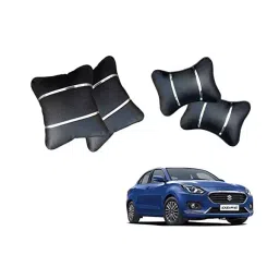 Auto Pearl Black and Silver Color Neck Rest with Cushion Set of 4 Pcs for - Swift Dzire-image-33