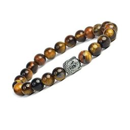 VIBESLE Unisex Tigers Eye And Budha Beaded Bracelet-70