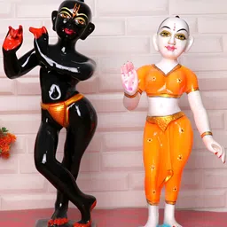 GW CREATIONS White & Black Radha Krishna Exquisite Marble Religious Idol Showpiece-image-83