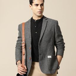 Mr Bowerbird Men Mini Polka Dots Self Design Tailored Fit Single-Breasted Casual Blazer-picture-23
