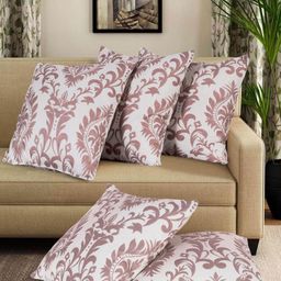Sangria Off-White 5 Pieces Floral Printed Square Cushion Covers-picture-51