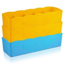 Kuber Industries Yellow & blue Pack of 3 Regular 5 Grid Undergarment Drawer Organisers-33