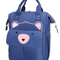 House of Quirk Bear Print Baby Diaper Bag with Insulated Pockets - Blue-76