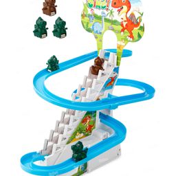 Fiddlerz Race Game Escalator Toy Automatic Stair Climbing Dino Roller Coaster Light Musical Toy Track Playset - Multicolour-picture-14