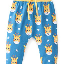 Babyhug Cotton Interlock Knit Full Length Diaper Legging Giraffe Print - Blue-image-17