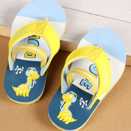Cute Walk by Babyhug Back Strap Flip Flops Dino Print- Blue-image-12