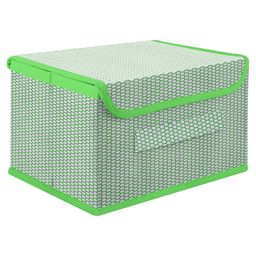 Kuber Industries Drawer Storage Box  Zig Zag Dhakkan Storage Box  Non-Woven Clothes Organizer For Toys  Storage Box with Handle  Large  Green-6