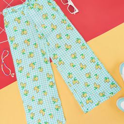 Pantaloons Junior Lemons Printed & Checked Pant - Blue-image-91