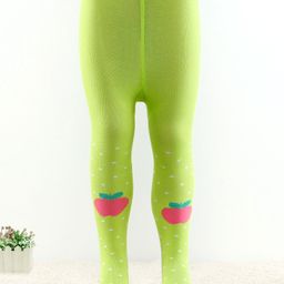 Cutewalk by Babyhug Anti Bacterial Footed Tights Apple Design - Green-image-2