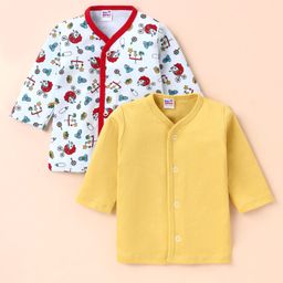 Ben Benny 100% Cotton Knit Full Sleeves Solid & Toy Printed Jhablas Pack of 2 - Yellow & White-image-92