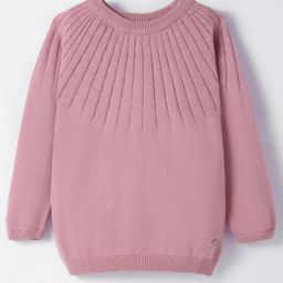 Toffyhouse 100%Supercombed Cotton Flat Knit Full Sleeves Solid Color Pullover Sweater - Rose Gold-image-3
