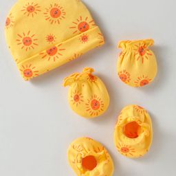 Ben Benny Interlock Knit Cap Mitten & Booties Set with Sun Print Light Yellow - Diameter 8.5 cm-image-69
