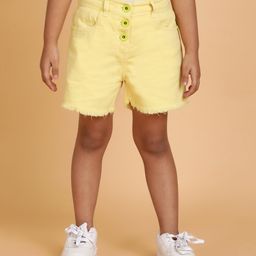 Tales & Stories Denim Frayed Shorts - Yellow-picture-29