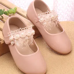 Babyoye Velcro Closure Pearl Embellished Ballerina - Pink-picture-23