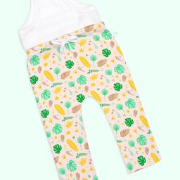SuperBottoms Cotton Knit Floral & Leaves Printed Padded Diaper Pajamas - Cream-image-9