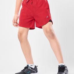 Pine Active Woven Ultra Light Above Knee Length Solid Shorts with High Stretch Inner Tights - Red-image-91