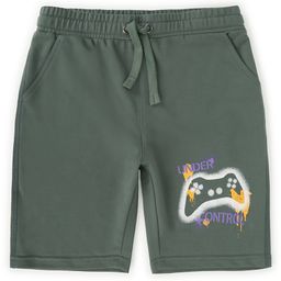 ALAN JONES Cotton Blend Knit Under Control Text Printed Shorts - Green-picture-10