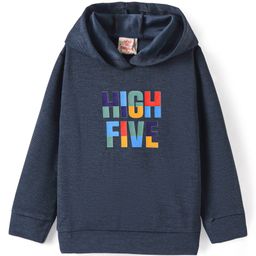 Rikidoos Full Sleeves Typography Printed Hooded Sweatshirt - Navy Blue-picture-31