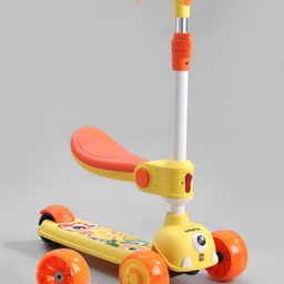 Babyhug Leo 2 in 1 Foldable Kids Kick Scooter with Adjustable Seat LED Wheels Wide Standing Deck & 3 Level Adjustable Handlebar image 2