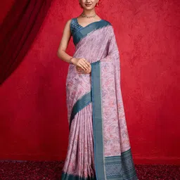 Ishin Floral Printed Saree With Blouse Piece-10